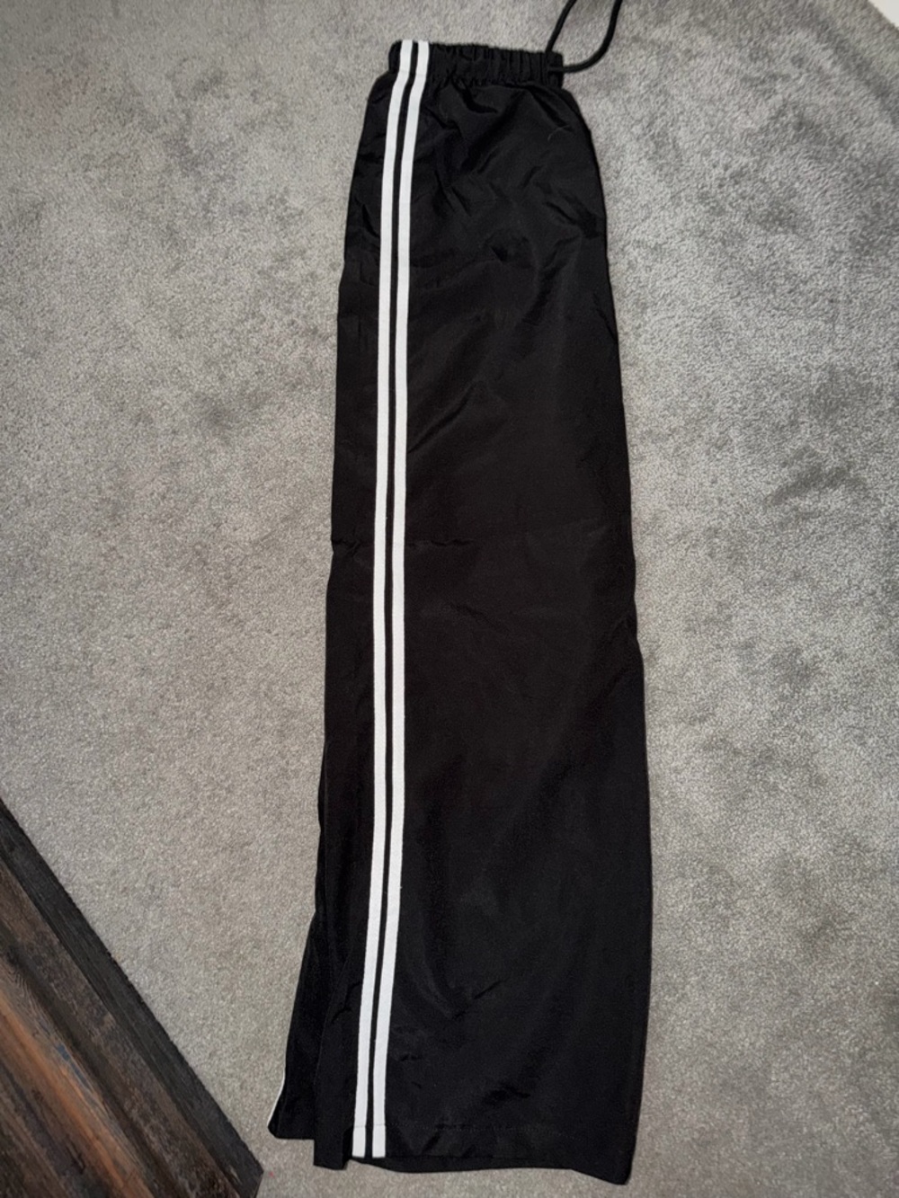 Black womens Track Pants with White Side Stripes